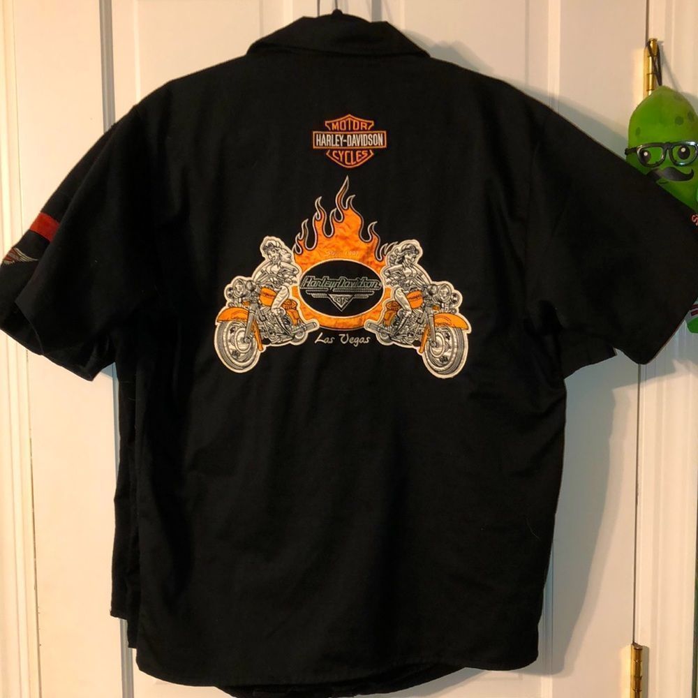 Men’s Small Harley-Davidson Las Vegas Cafe Black Button-Down Short Sleeved Shirt
